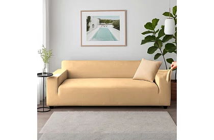 Feszítő huzat kanapéra 190–230 cm – Bézs bársony