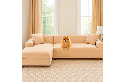 Feszítő huzat kanapéra 190–230 cm – Bézs bársony