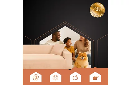 Feszítő huzat kanapéra 190–230 cm – Bézs bársony