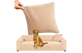 Feszítő huzat kanapéra 190–230 cm – Bézs bársony