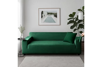 Feszítő huzat kanapéra 190–230 cm – Zöld bársony