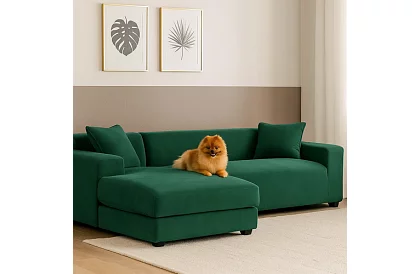 Feszítő huzat kanapéra 190–230 cm – Zöld bársony