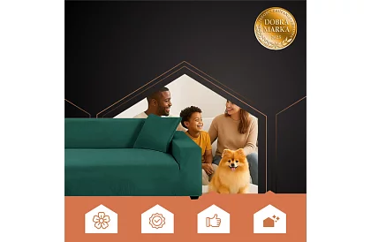 Feszítő huzat kanapéra 190–230 cm – Zöld bársony