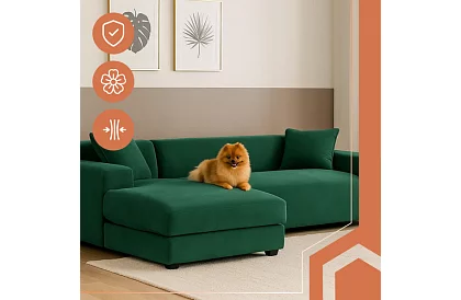 Feszítő huzat kanapéra 190–230 cm – Zöld bársony