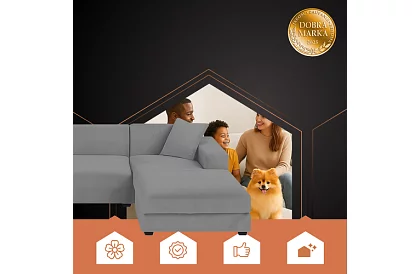 Feszítő huzat kanapéra 190–230 cm – Sötétszürke bársony