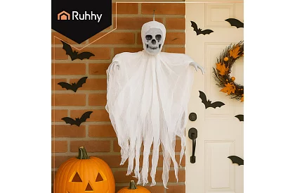 Zászlószellem 70 cm - függő dekoráció fehér