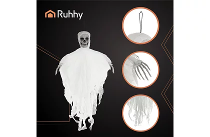 Zászlószellem 70 cm - függő dekoráció fehér