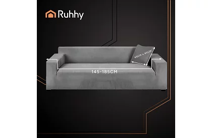 Feszíthető kanapéhuzat 145–185 cm – sötétszürke bársony