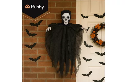 Zászlószellem 70 cm - függő dekoráció fekete