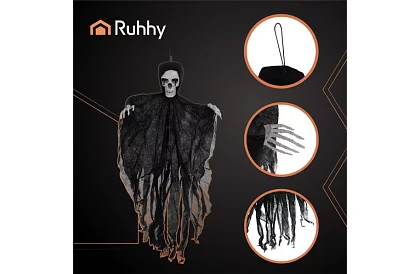 Zászlószellem 70 cm - függő dekoráció fekete