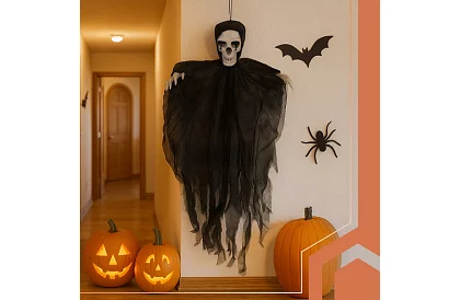 Zászlószellem 70 cm - függő dekoráció fekete