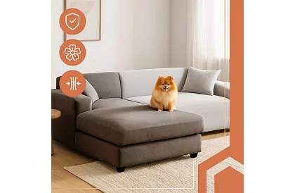 Feszíthető kanapéhuzat 145–185 cm – világosszürke bársony