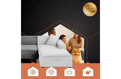 Feszíthető kanapéhuzat 145–185 cm – világosszürke bársony