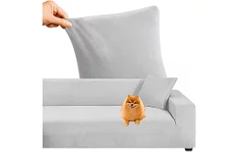 Feszíthető kanapéhuzat 145–185 cm – világosszürke bársony