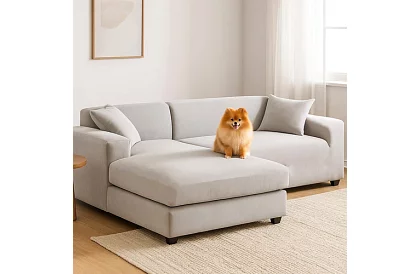 Nyújtható Kanapéhuzat 190–230 cm – Világosszürke Bársony