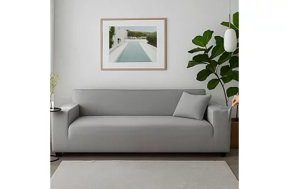 Nyújtható Kanapéhuzat 190–230 cm – Világosszürke Bársony