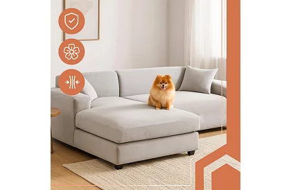 Nyújtható Kanapéhuzat 190–230 cm – Világosszürke Bársony