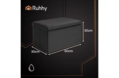 Összecsukható tároló puff 60 × 30 × 30 cm – fekete bársony