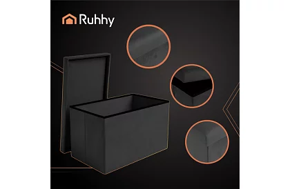 Összecsukható tároló puff 60 × 30 × 30 cm – fekete bársony