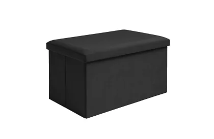 Összecsukható tároló puff 60 × 30 × 30 cm – fekete bársony