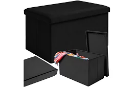 Összecsukható tároló puff 60 × 30 × 30 cm – fekete bársony