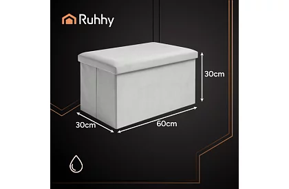 Összecsukható tároló puff 60 × 30 × 30 cm – szürke bársony