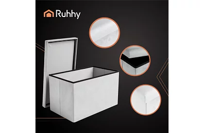 Összecsukható tároló puff 60 × 30 × 30 cm – szürke bársony