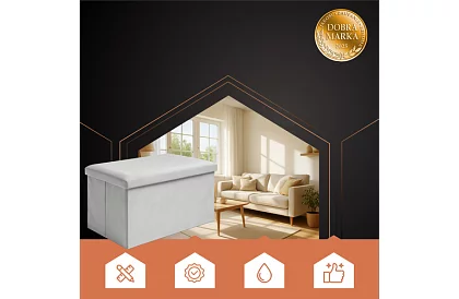 Összecsukható tároló puff 60 × 30 × 30 cm – szürke bársony