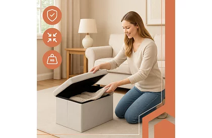 Összecsukható tároló puff 60 × 30 × 30 cm – szürke bársony