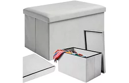 Összecsukható tároló puff 60 × 30 × 30 cm – szürke bársony