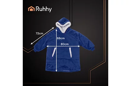 Nagy oversize kapucnis pulóver – sötétkék takaró