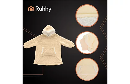 Nagy oversize kapucnis pulóver – bézs takaró