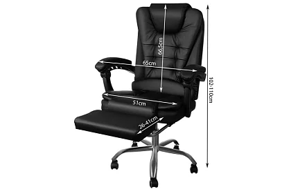 Irodai szék kihúzható lábtartóval – fekete