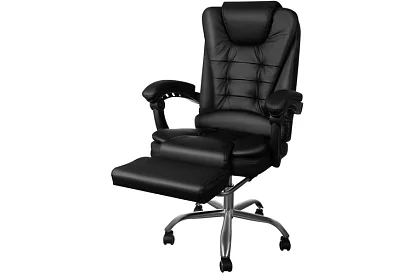 Irodai szék kihúzható lábtartóval – fekete