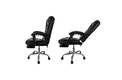 Irodai szék kihúzható lábtartóval – fekete