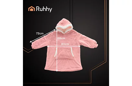 Nagy oversize kapucnis pulóver – rózsaszín takaró