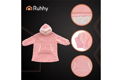 Nagy oversize kapucnis pulóver – rózsaszín takaró