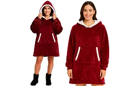 Nagy oversize kapucnis pulóver – piros takaró