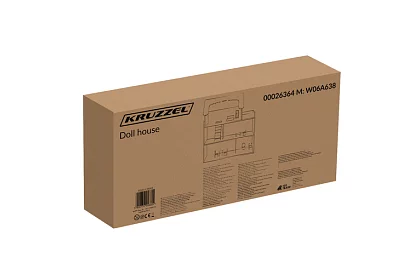 Fából házikó a babák számára LED világítással + bútorok és kiegészítők