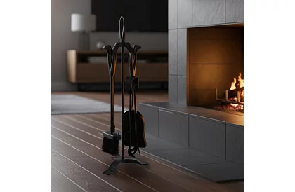 Eszközök a kandallóhoz – 5 az 1-ben retro stílusú készlet