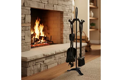 Eszközök a kandallóhoz – 5 az 1-ben retro stílusú készlet
