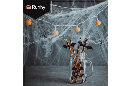 Mesterséges halloween-i pókháló + 2 pók