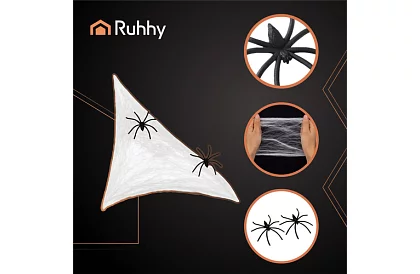 Mesterséges halloween-i pókháló + 2 pók