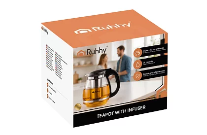 Üveges teáskanna szűrővel – 2 l