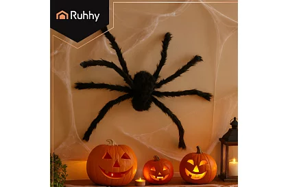 Mesterséges szőrös pók 50 cm – fekete