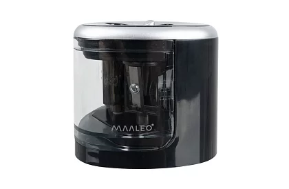 Elektrikus ceruzahegyező két nyílással és tartállyal