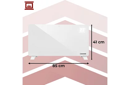 Elektrikus üveg radiátor Zelva 2500W, Wifi, fehér + távirányító