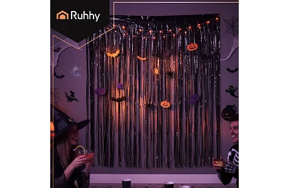 Dekoratív fekete öntapadós függöny 100 × 200 cm – parti függöny