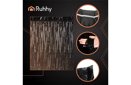 Dekoratív fekete öntapadós függöny 100 × 200 cm – parti függöny