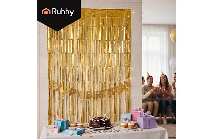 Dekoratív arany öntapadós függöny 100 × 200 cm – parti függöny